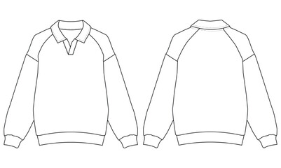 Polo Sweater Technical Fashion Illustration Front & Back View