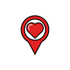 Location Pin with Heart Icon Modern Flat Love Marker