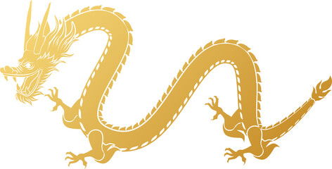 Obraz premium Golden Chinese Dragon Illustration