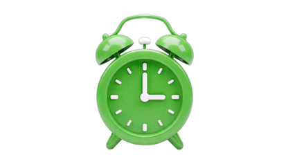 Green Alarm Clock Showing 2:15 on White Background