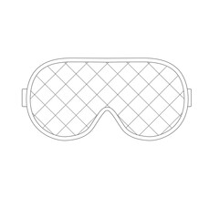 Vector illustration of a white sleep mask. Spa accessory silk fabric glasses for healthy eye rest. Sketches of a comfortable eye mask with diagonal stitching.
