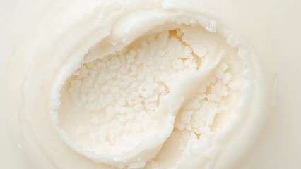 Close-up of a creamy, textured substance that appears to be frozen yogurt or ice cream.