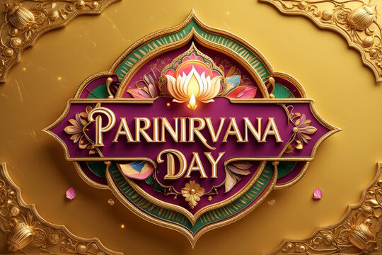 Greeting card Buddhist holiday Parinirvana Day in honor of Buddha reached full Nirvana AI Generative