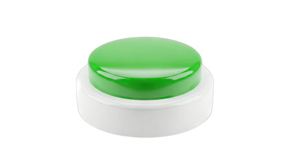 Green Button Pressed on White Base - Isolated