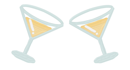 Handdraw painterly Two Champagne Glasses Clinking 