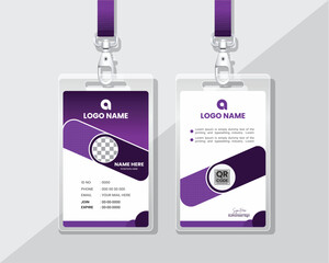 Clean Minimal Corporate ID Card Template in Purple Elegant Employee Identity Design