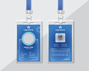 Blue Professional Corporate ID Card Template Modern Employee Identity Design