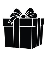 Gift Box Silhouette with Decorative Ribbon Bow Design