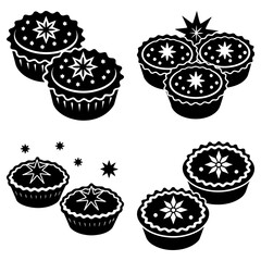 Stacked cupcakes with star and dot decorations on white background dots