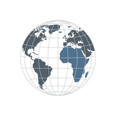 Fototapeta premium Wireframe Globe Showing Continents - Africa, South America, North America.