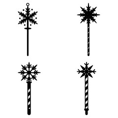 Four Candy Canes with Snowflake on White Background winter holiday 1