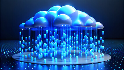 Data streaming from the digital cloud in a futuristic technology concept illustration