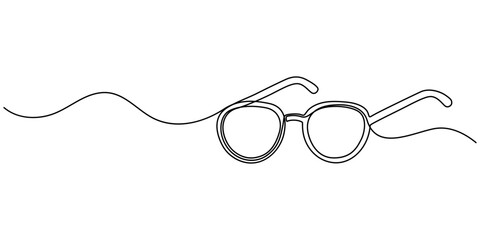 Sunglasses continuous one line drawing minimalist style outline vector illustration isolated design