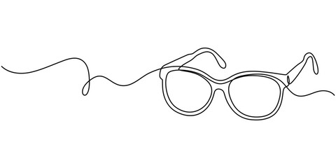 Sunglasses continuous one line drawing minimalist style outline vector illustration isolated design