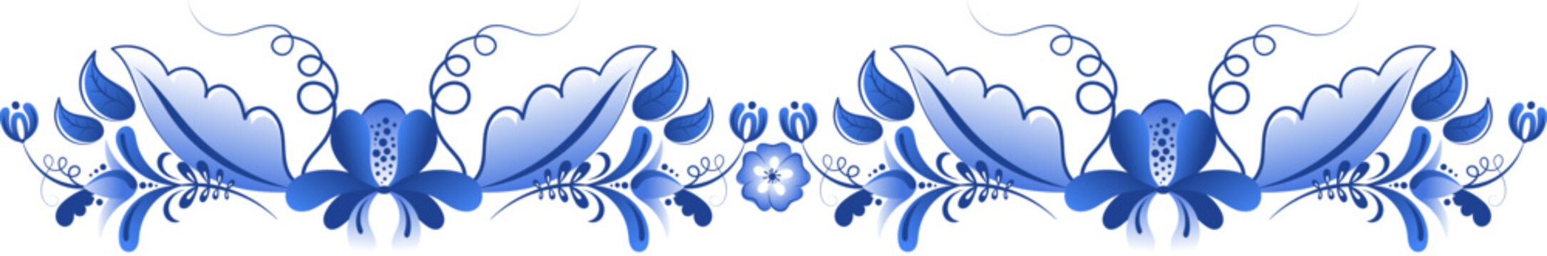 A blue floral border with a clock in the middle