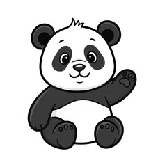 Cute lovable baby panda bear cub vector illustration in a cheerful flat 2D style, rendered with simple shapes and clean lines, resting softly on a pure white background. © Rahmanart