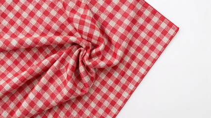 Fototapeta premium Red and white checkered fabric with a twisted knot.