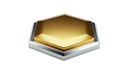 Golden Button on Silver Base Isolated on White