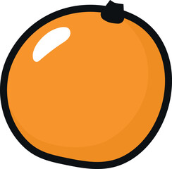 A cartoon orange with a black stem