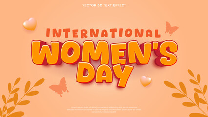 International womens day text effect 3d template