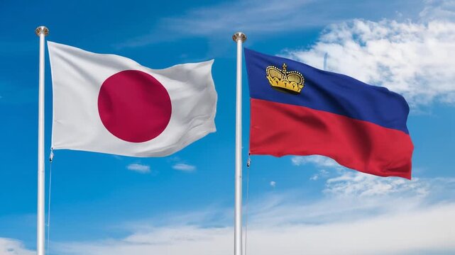 日本の国旗とリヒテンシュタインの国旗(Japan flag & Liechtenstein flag.)
