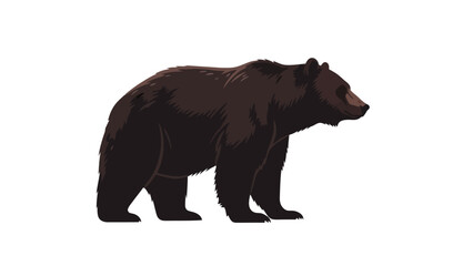 Brown Bear Standing Profile View Isolated on White Background Vector Illustration