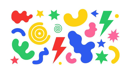 Abstract Colorful Geometric Shapes and Forms Vector Illustration on White Background