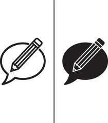 Pencil icon inside speech bubble logo design isolated on white background, Vector, illustration