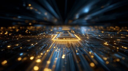 A Stunning Glimpse into a Futuristic Digital Landscape with Pulsing Lights and Intricate Circuit Patterns