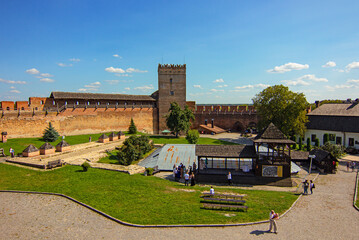 Fototapeta premium Overhead view of Styrova Tower, one of Lutsk Castle’s three remaining towers