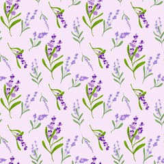 Vintage floral seamless pattern with ornate flowers and green leaf branches creates a decorative summer nature illustration for textile wallpaper design