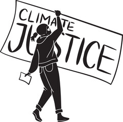 Protester holding a banner for climate justice