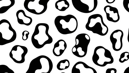 Black and White Cow Spots Pattern Seamless Vector Illustration