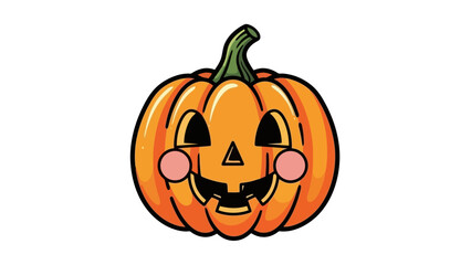 Happy Halloween Jack O Lantern Pumpkin Face with Cheerful Expression Vector Illustration