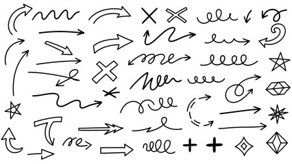 Collection of Hand Drawn Doodle Arrows, Symbols, and Decorative Elements