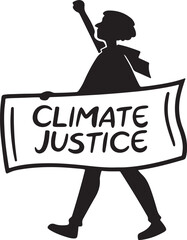 Protester holding a banner for climate justice