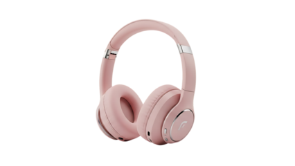 Pink  Ear Headphones isolated on a transparent background