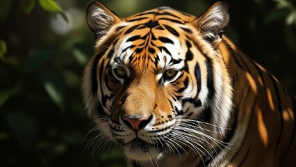 Fototapeta premium Tiger portrait majestic big cat predator close up wildlife animal