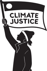 Protester holding a banner for climate justice