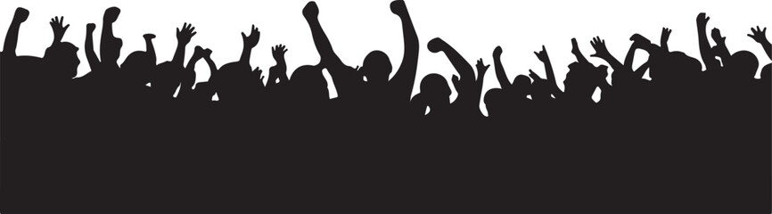  Crowd Silhouette – People Celebrating and Cheering Vector Illustration