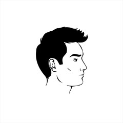 Stylized black and white profile portrait of a young man