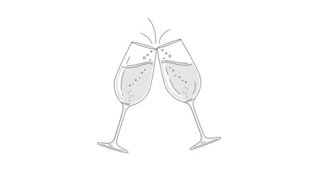 A celebratory toast with two elegant champagne flutes clinking together, symbolizing joy and special occasions Vector