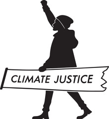 Protester holding a banner for climate justice