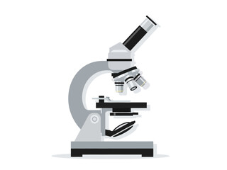 Illustration of a Microscope, Scientific Instrument for Labs and Medical Research