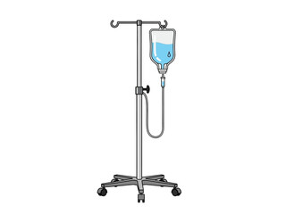 IV Drip Stand Medical Treatment Vector Illustration for Healthcare Services
