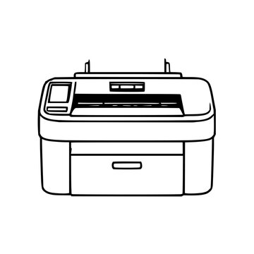 Black line art printer on white background