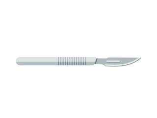 Surgical precision Illustration of a sleek scalpel on a white background, a symbol of medical skill