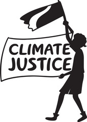 Protester holding a banner for climate justice