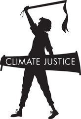 Protester holding a banner for climate justice
