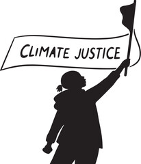 Protester holding a banner for climate justice